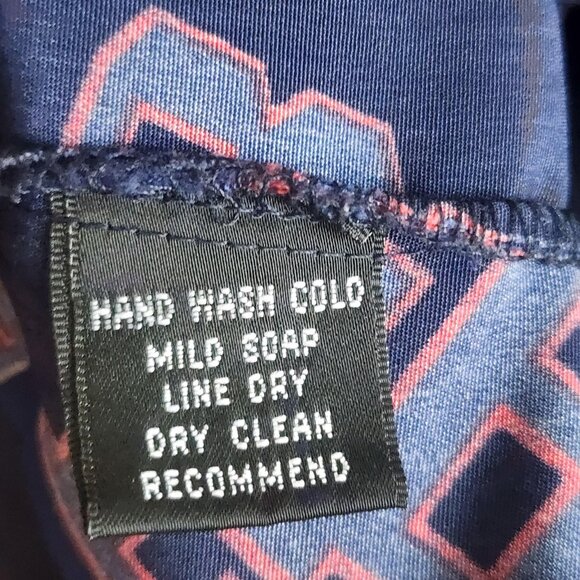 FUBU Shirt Mens 3XL Navy Blue Red Button Up Long Sleeve All Over Print 90s Style - Picture 5 of 9